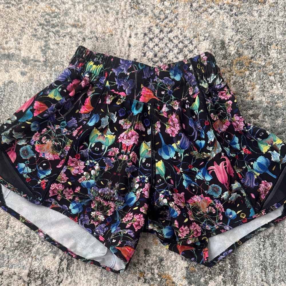 lululemon athletica Black Floral Athletic Shorts